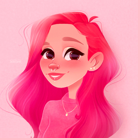 Портрет девушки с розовыми волосами