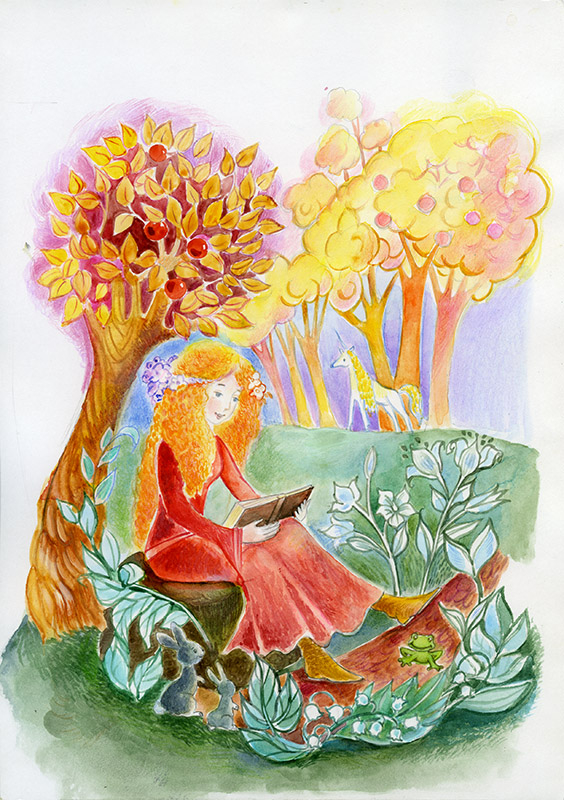 Девушка - эльф и единорог