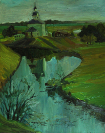 У речки церковь.Суздаль.