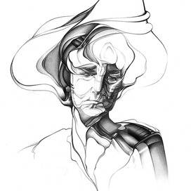 Абстрактный женский потрет карандашом