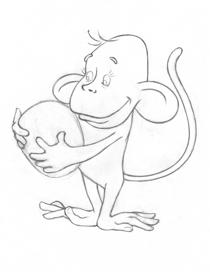 Обезьянка. Рисунок для упаковки сырков с кокосом.