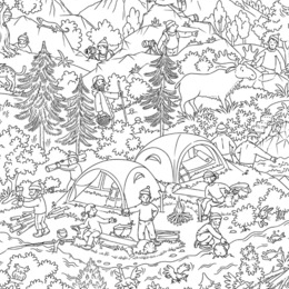 Лес-горы. Раскраска