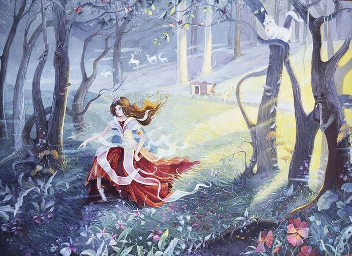 Иллюстрация к сказке «Брайт, прелестный олень и кот» Графини де Сегюр