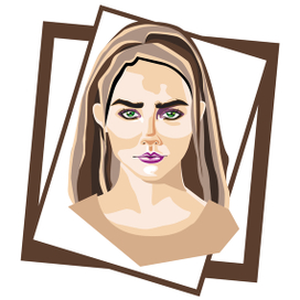  portrait in a brown frame