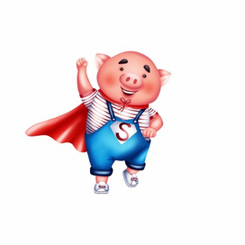 Персонаж поросенок-супергерой