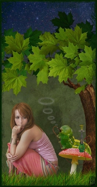 Алиса и Зеленая Гусиница ( хотя она могла быть и фиолетовой ...кто знает )