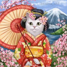 Японская кошка. Серия коты со всего мира