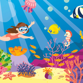 Стикербук "Я изучаю подводный мир" для издательства Я могу