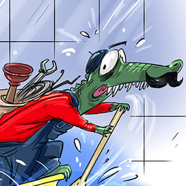 crocodile, male, plumber, canoeing