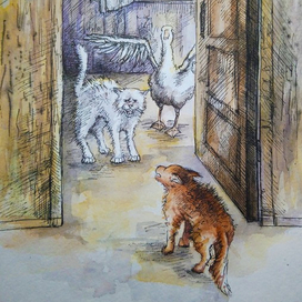 Иллюстрация к рассказу И.П. Чехова "Каштанка"