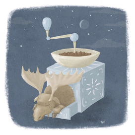 В кофемолке лось уснул