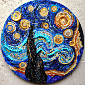 Объемная картина "Звездная ночь". Винсент Ван Гог. Ассамбляж