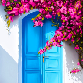 Дверь и цветы
