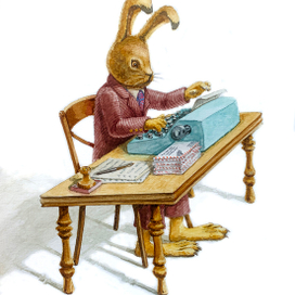 Пасхальный заяц печатает письма детям
