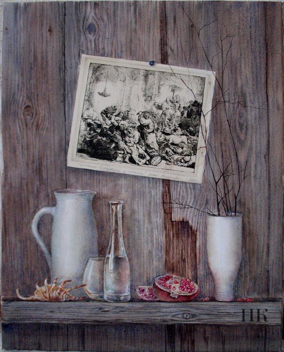 натюрморт с офортом Рембрандта