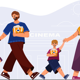 Family go to the cinema