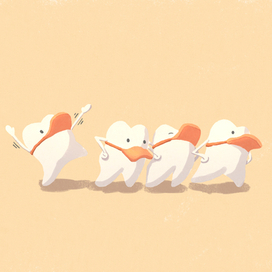 Зубы-утята идут за зубной щеткой