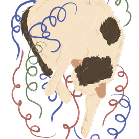 Праздничная иллюстрация для афиши московского котокафе