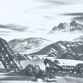 Пейзаж со старой конструкцией