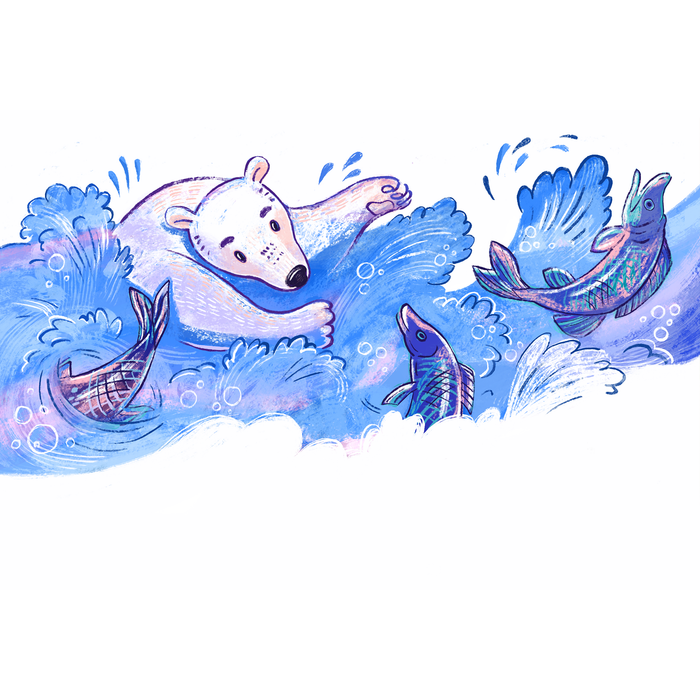 медведь ловит рыбу