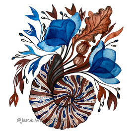 Аммонит и синие маки