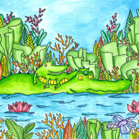 С мамой в реке