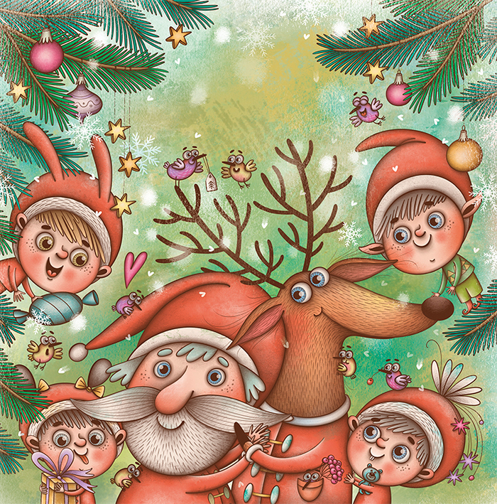 Для книжки "Санта и ленивый олень"