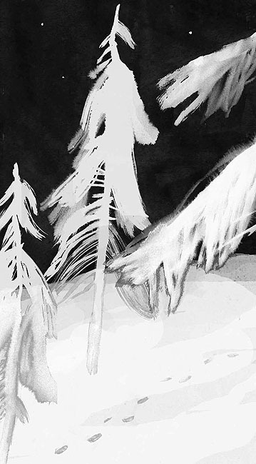 Одиночество. Иллюстрации к сборнику стихов о тайге. 