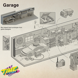 Концепт-арт локации "Гараж" для игры Time Loader
