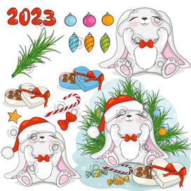 Новогодний набор с кроликами для пряников