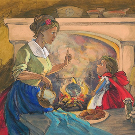 Мама отправляет Красную шапочку к бабушке