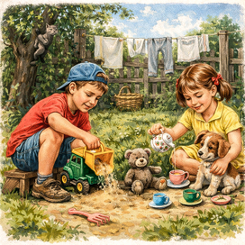 На заднем дворе