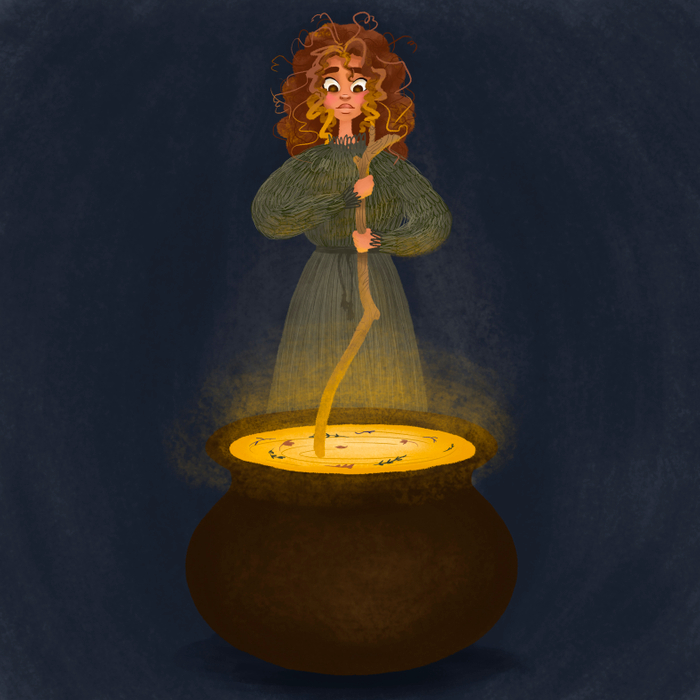 Ведьма варит зелье