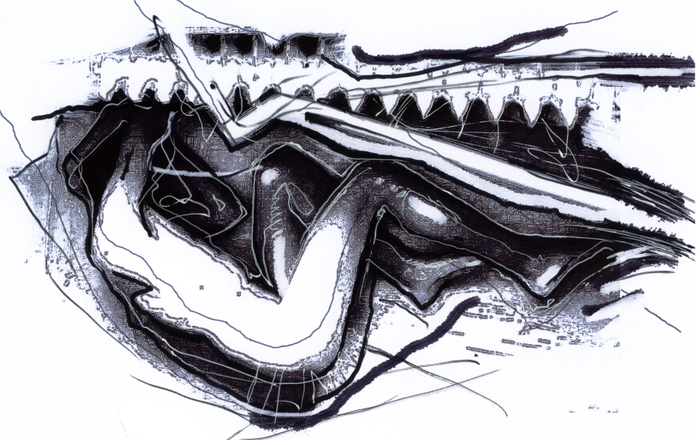 Mikhail Bulgakov's "Master and Margarita". illustration. Master in a lunatic asylum ...