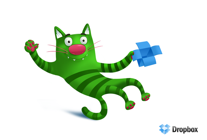 Зеленый дропбоксовый кот