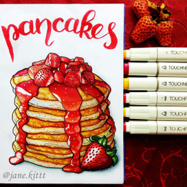 Панкейки с клубникой (puncakes with strawberry)