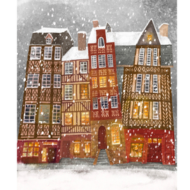 Зимний город. Иллюстрация для серии открыток