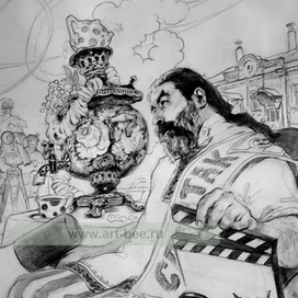 Шарж чёрно-белый