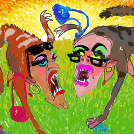 две кошки на закате