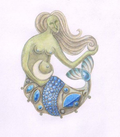 брошь -подвеска  "Русалка"