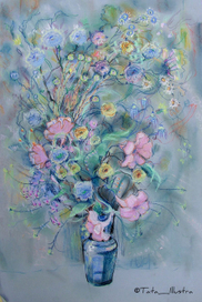 Букет, нарисованный пастелью