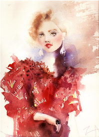 Портрет девушки в красном