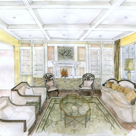 Акварельный набросок интерьера