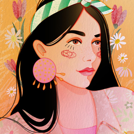 Девочка в полосатой косынке