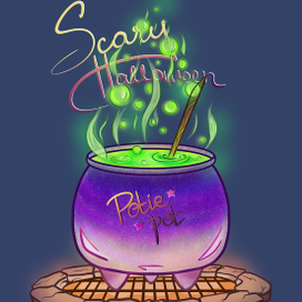 Halloween Postcard. Part 2: Witchy Cauldron