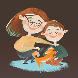 Брат и сестра с собачкой (персонажи для книги)