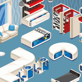 Vector isometric shop interior /Векторная графика