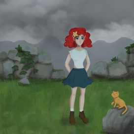 Эльфийская девушка в пасмурный день