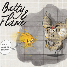 Batty & Flame / Character design + illustration 