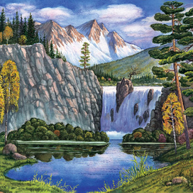 Пейзаж с водопадом